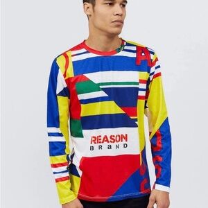 Colorful Graphic Long Sleeve Shirt by Reason. Size sm